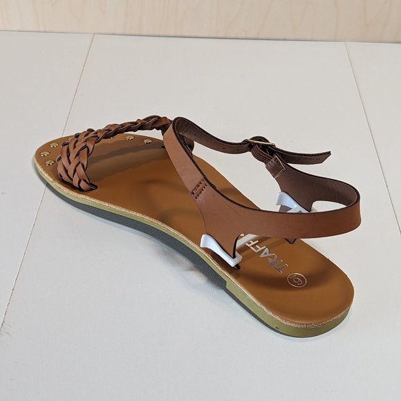 Traffic Women Jazzy Studded Decor Braid Ankle Strap Summer Sandals - Tan - Picture 6 of 6